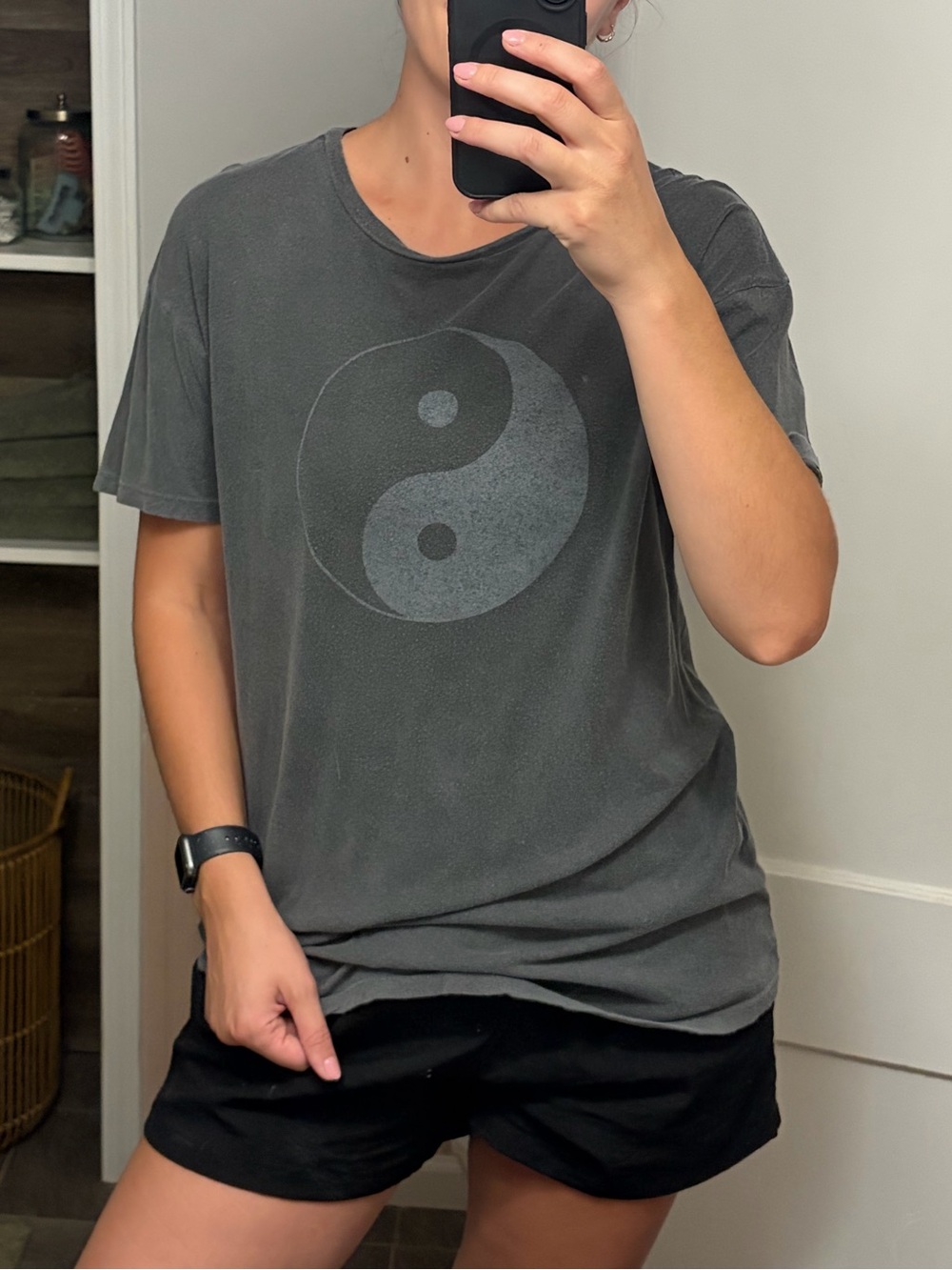 Truly Madly Deeply Charcoal Gray Yin Yang Graphic Tee